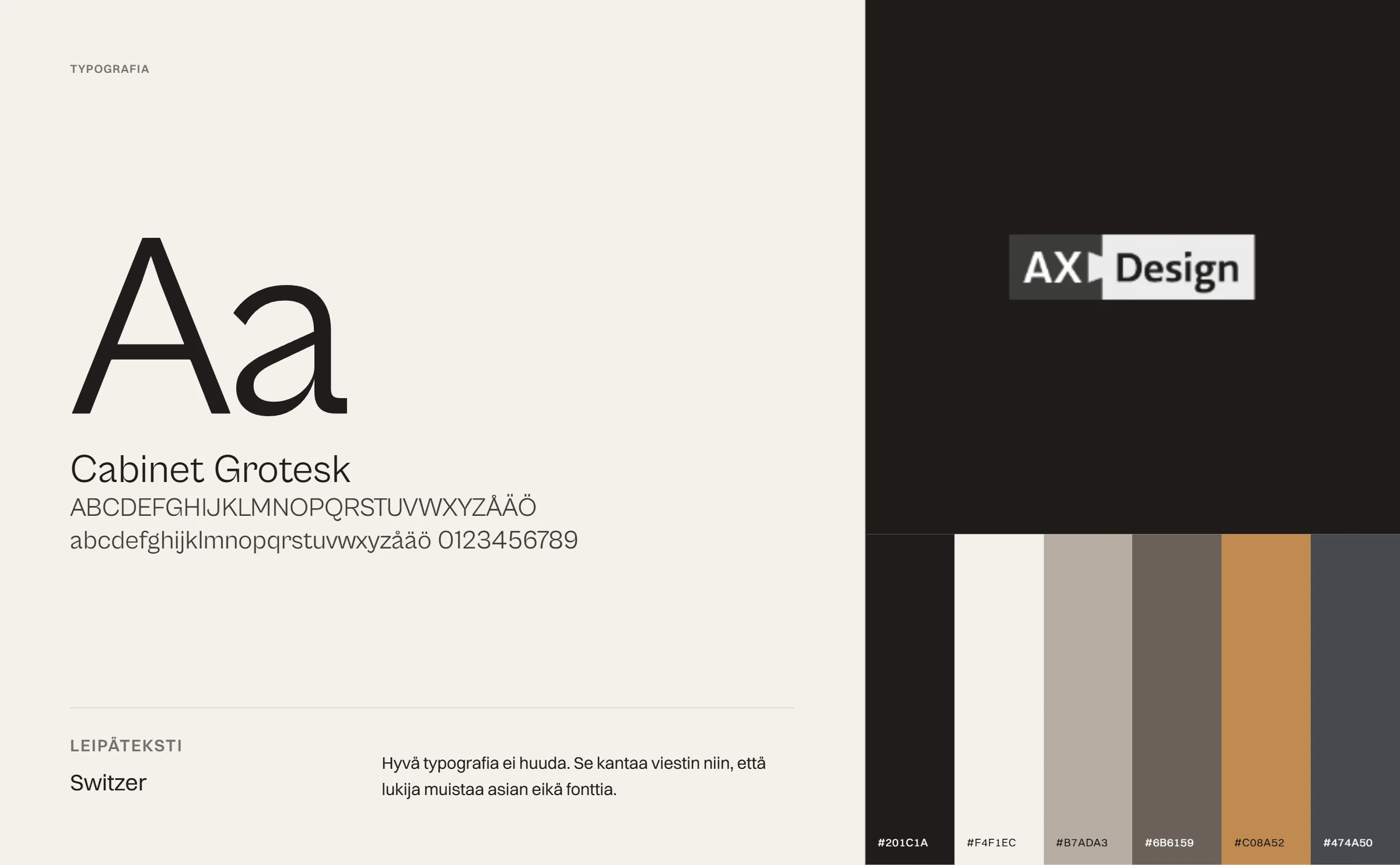 AX-Design: typografia ja väripaletti