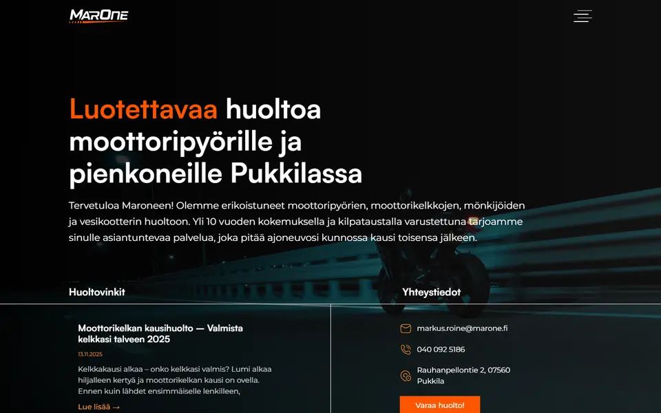 Marone: sivuston etusivu