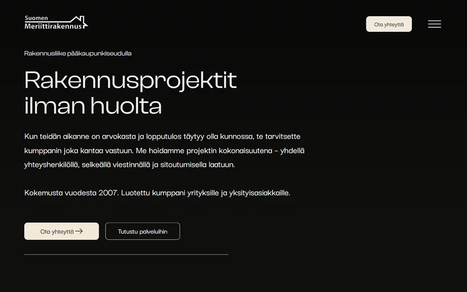 Meriittirakennus: sivuston etusivu