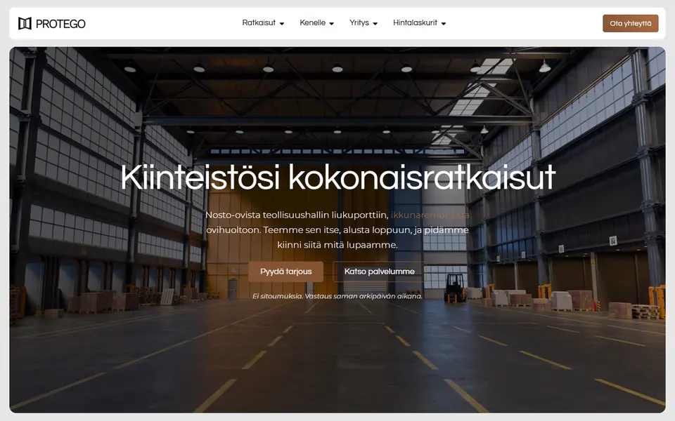 Protego: sivuston etusivu